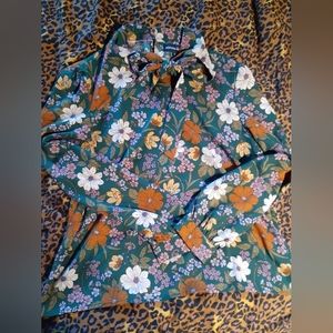 Mod cloth x princess highway green floral tie neck blouse